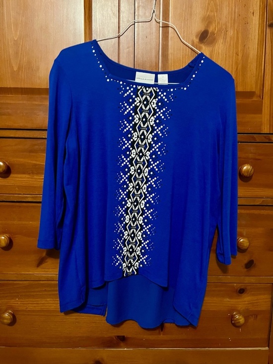 Alfred Dunner Tops - Alfred Dunner Royal Blue Embellished Knit Tunic